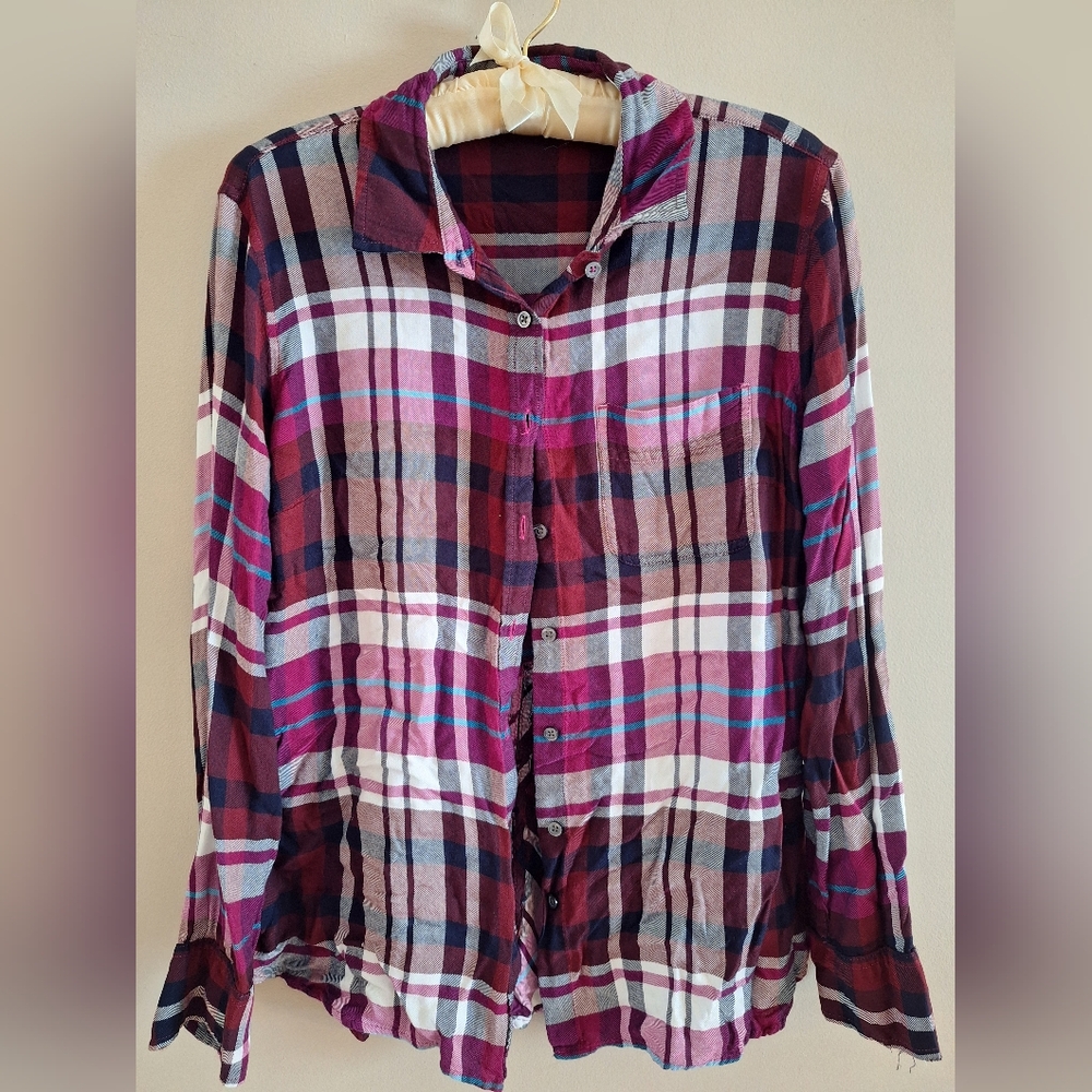 Talbots Red and Purple Plaid Shirt
